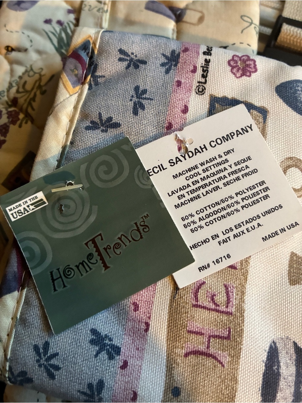 Vintage HomeTrends Herb Garden Quilted Oven Mitt Set NWT  Cottagecore - Picture 3 of 4